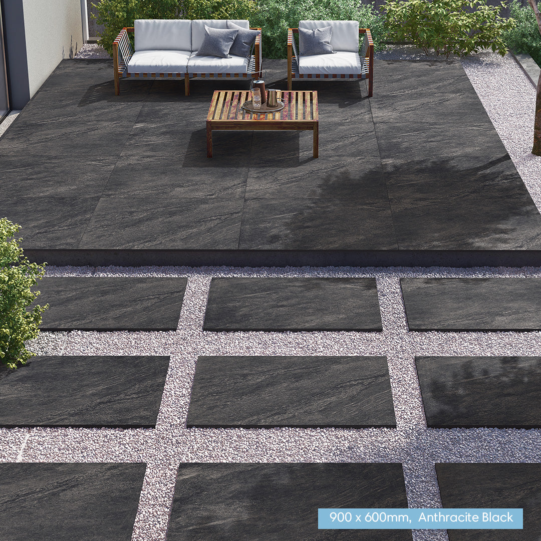 Black Porcelain Tiles 900 x 600 Porcelain Paving Patio Slabs Clearance Paving