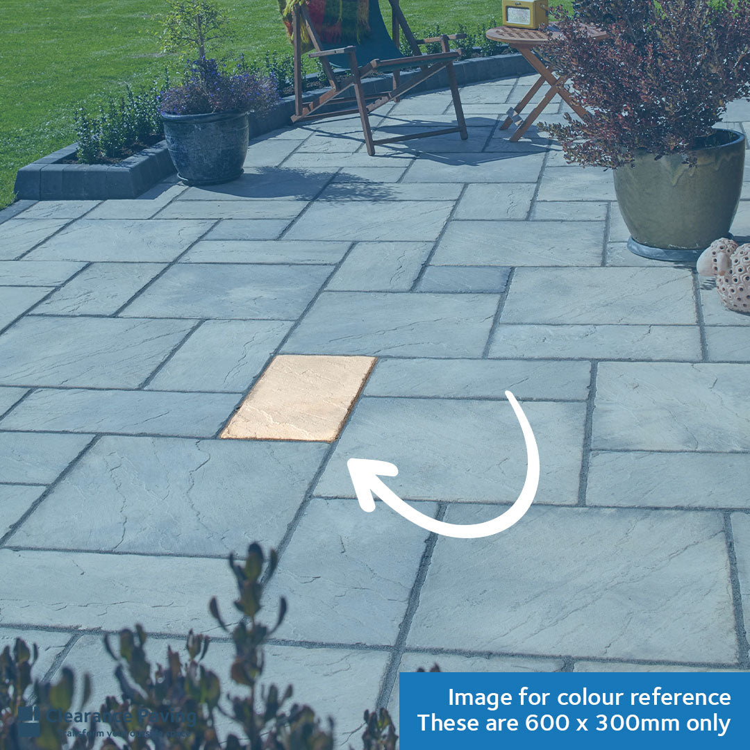 Brett Bronte rectangular paving slabs in Weathered Buff 300x600mm