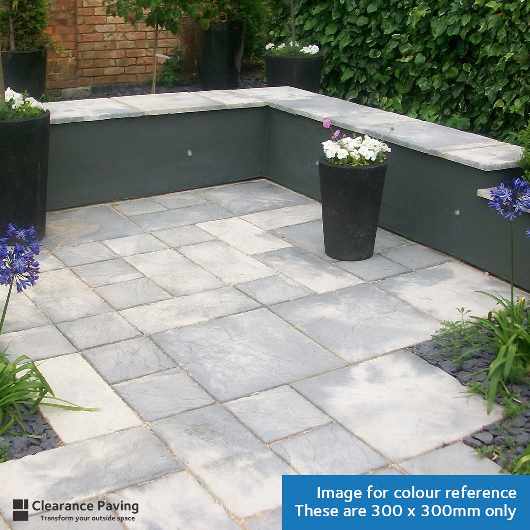 Brett Bronte garden paving in Weathered Stone 300mm square