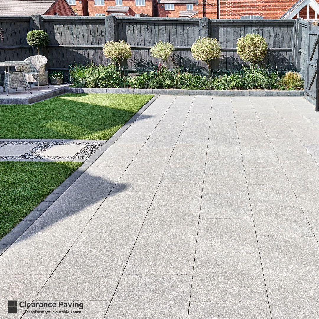 Brett Chaucer textured patio slab in charcoal 450mm square