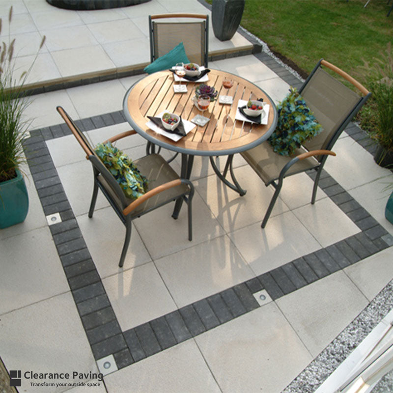 Brett Chaucer textured grey patio slabs 600mm square