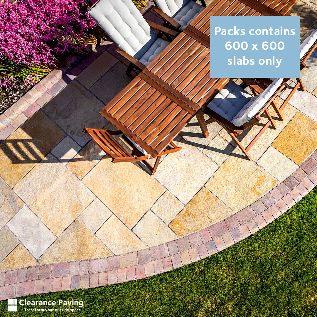 Limestone square garden paving in Honey