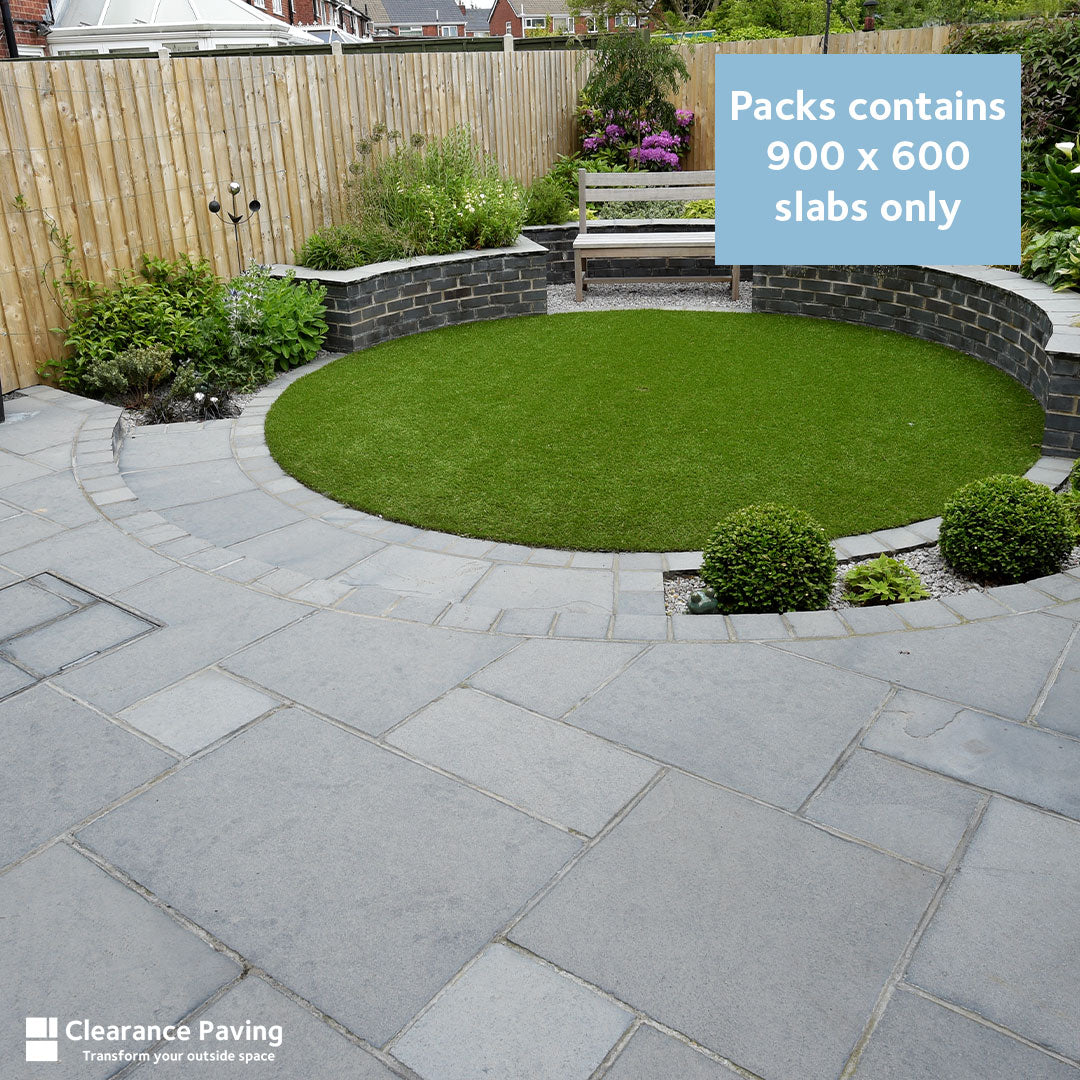 Black Limestone rectangle paving slabs in Mystic Sky 900mm x 600mm