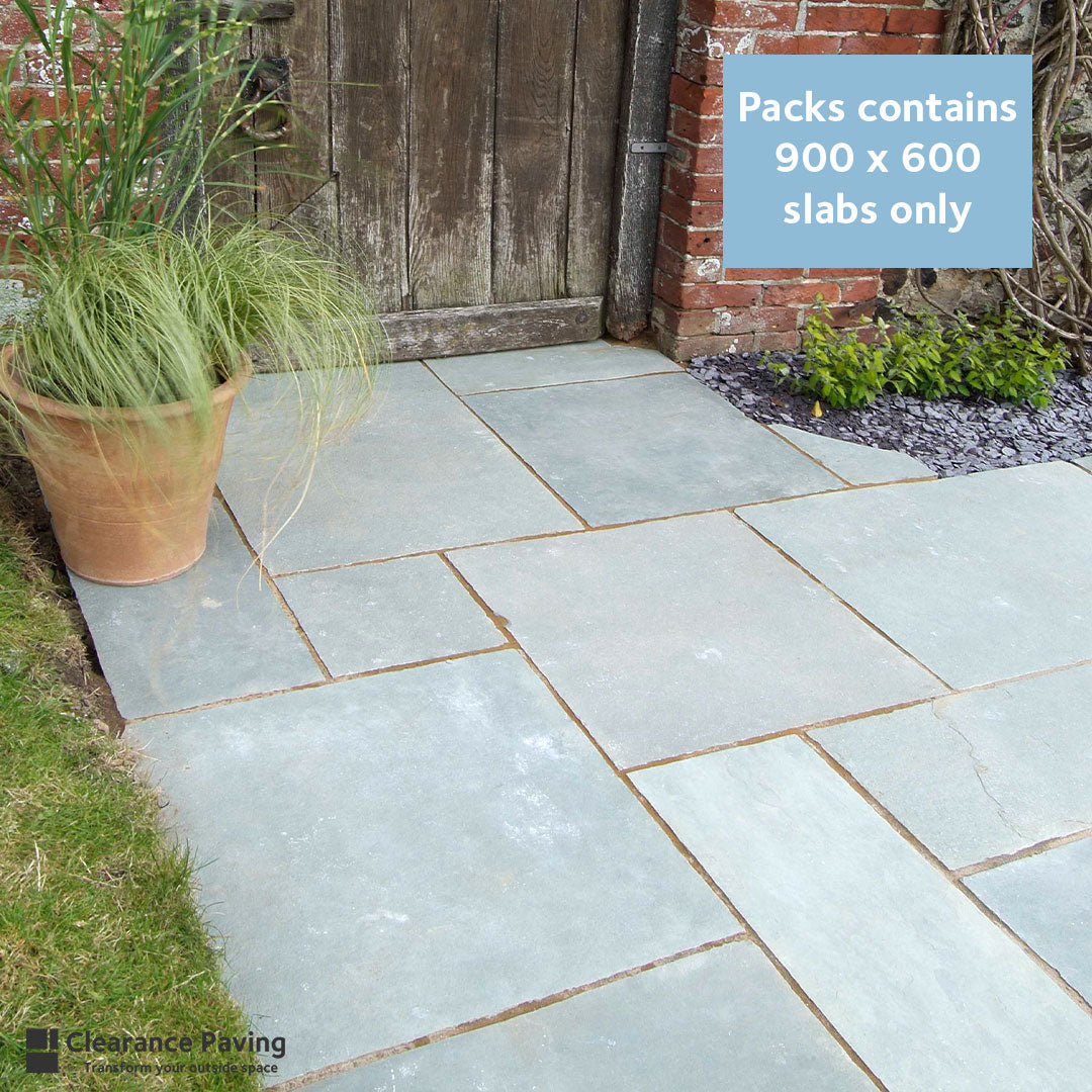 Limestone paving slabs in Ocean Spray blue grey colour rectangle shape