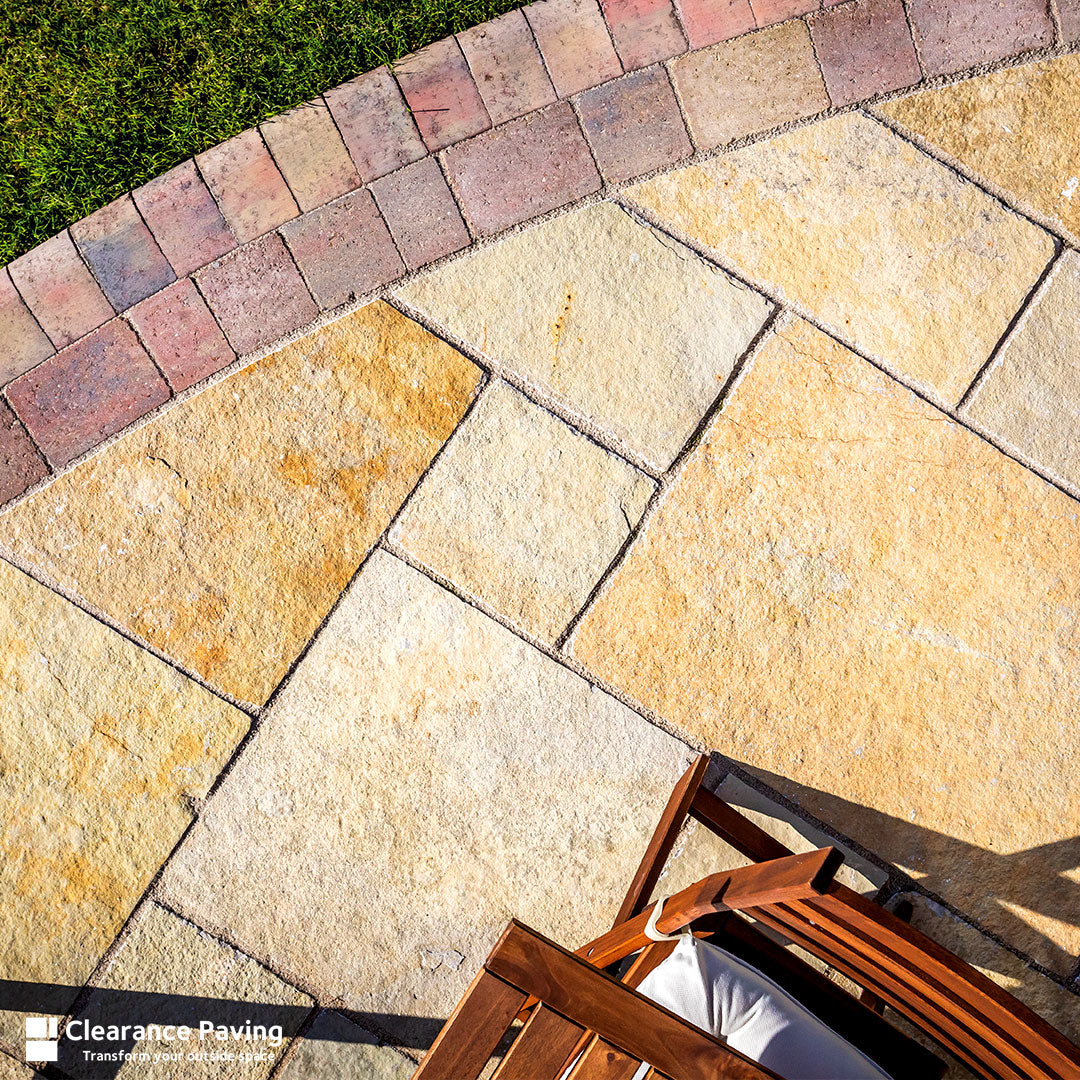 Limestone square paving slabs in a Honey colour 600mm x 600mm
