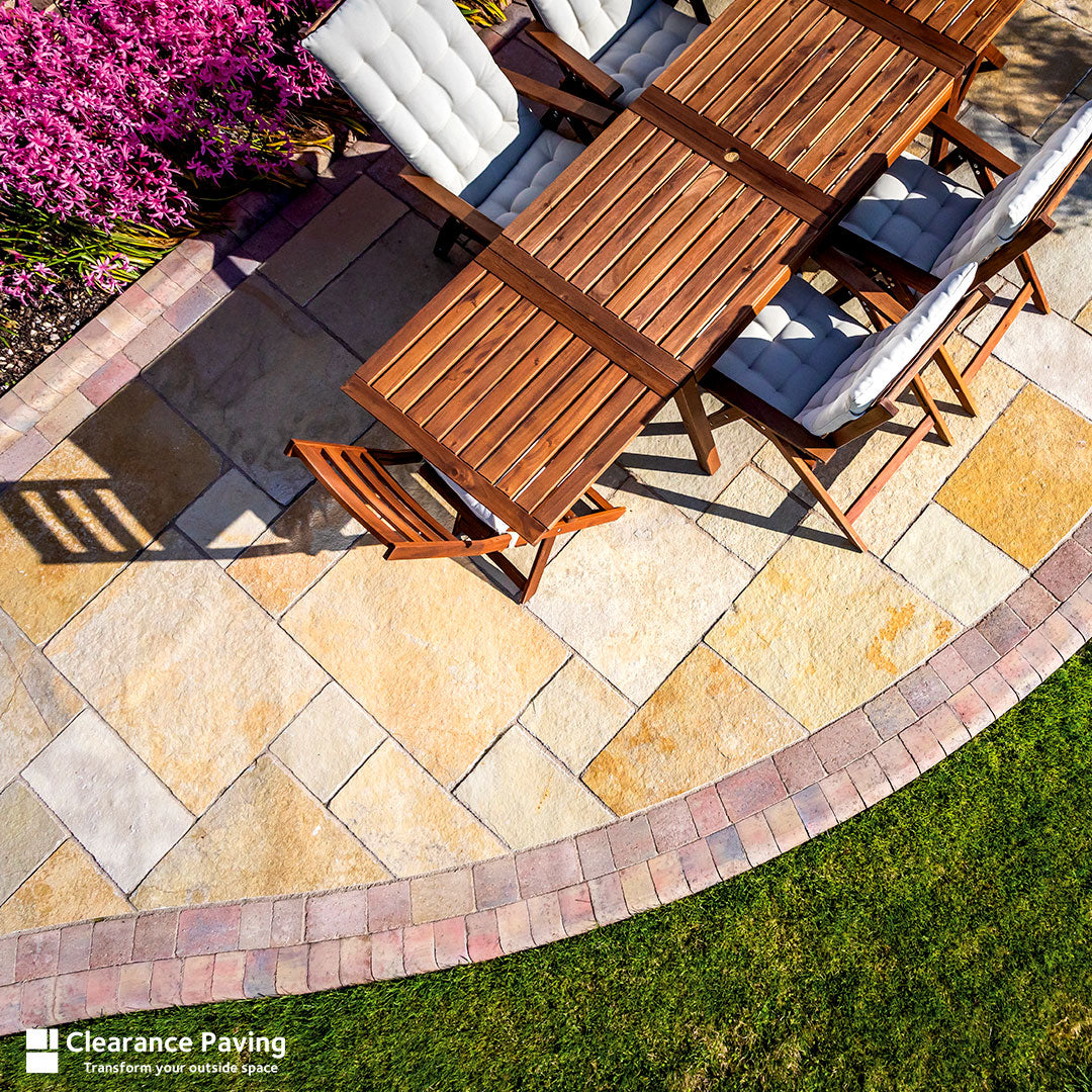 Limestone patio paving slabs in Honey 900mm x 600mm
