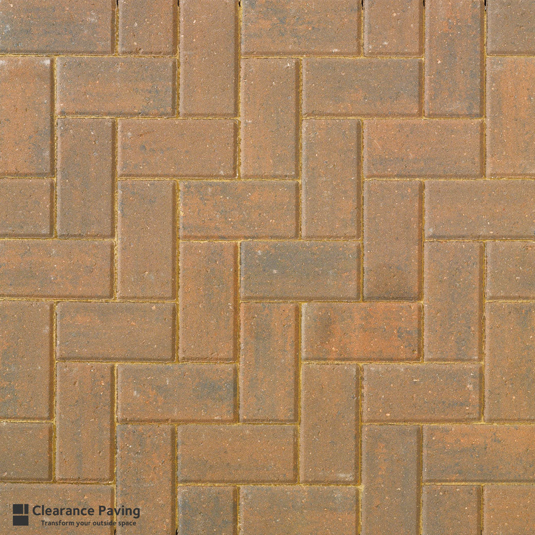 brett omega block paving in burnt oak swatch