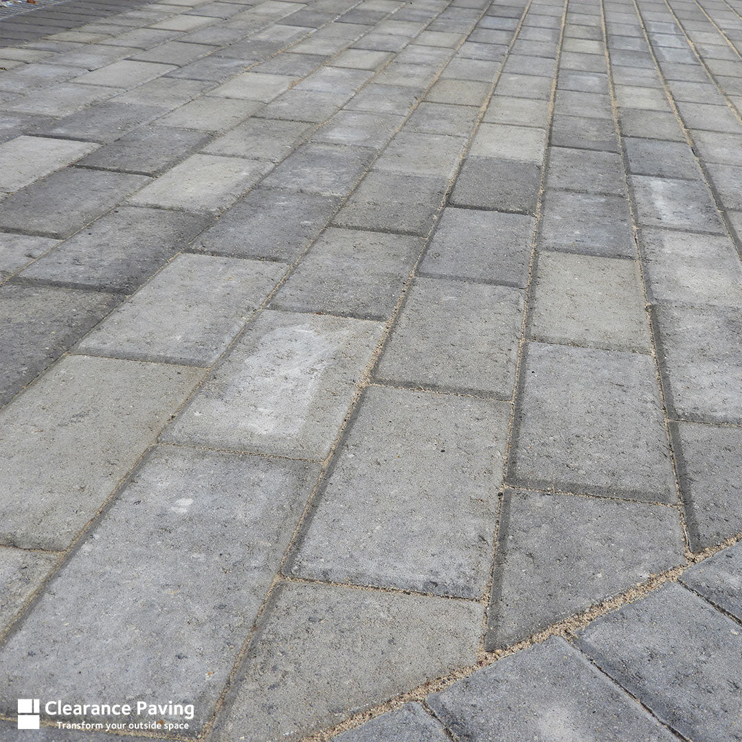 Brett omega driveway block paving in silver haze