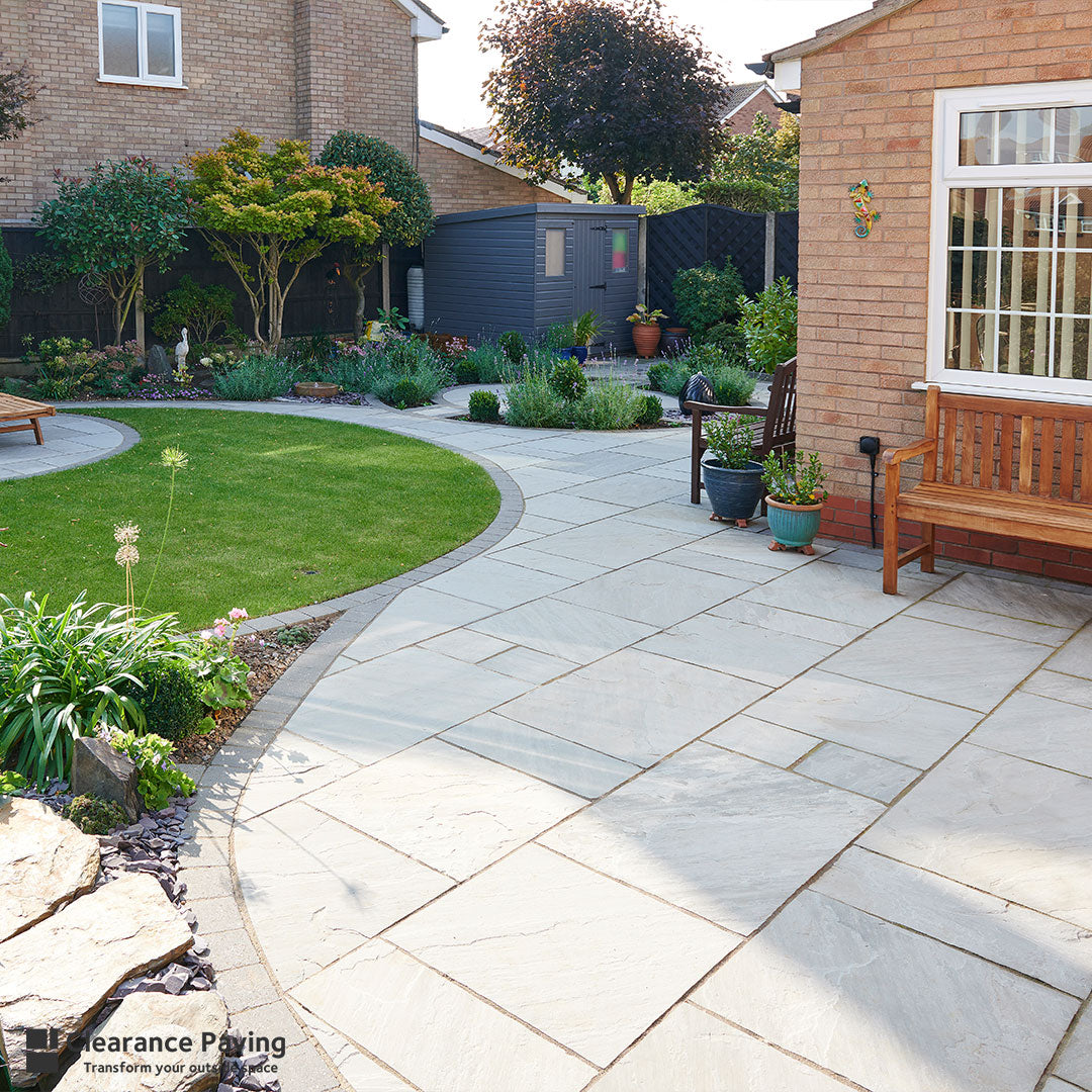 Indian Sandstone mixed sized pack in Mountain Mist in the sun