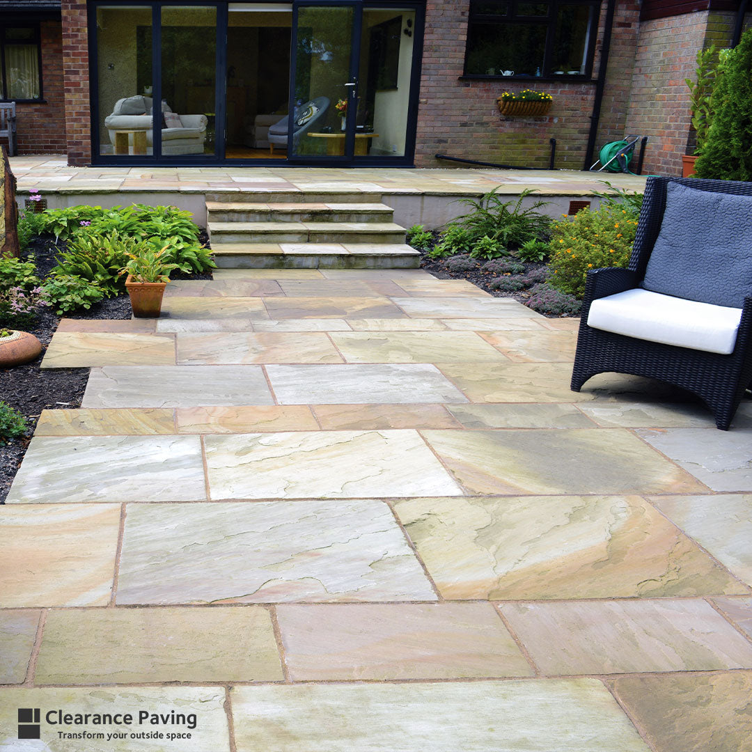 Indian Sandstone garden paving mixed pack in Sunrise