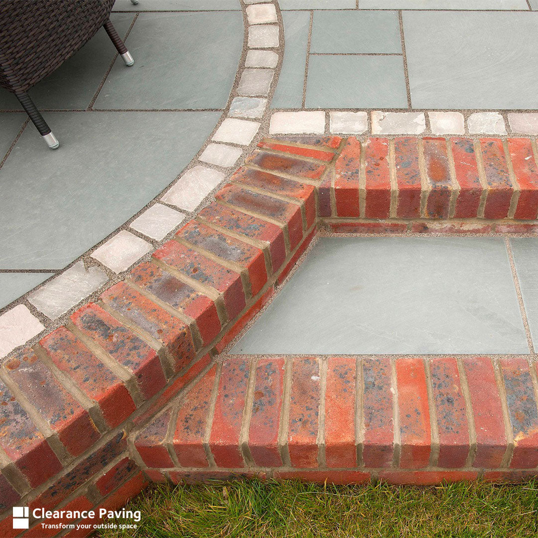 Brett Brazilian Slate garden paving and step with brick border