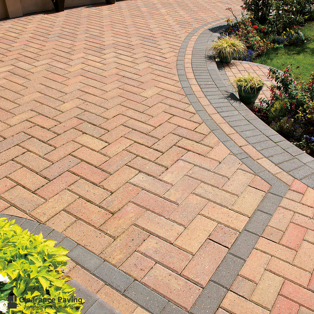 Brett Delta block paved driveway in 50mm Autumn Gold
