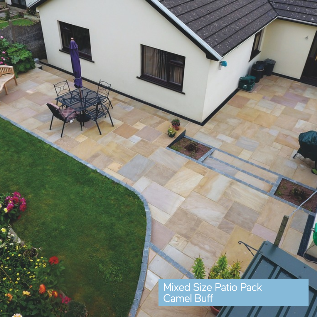 Riven Camel Buff Indian Sandstone Slabs: Patio Pack