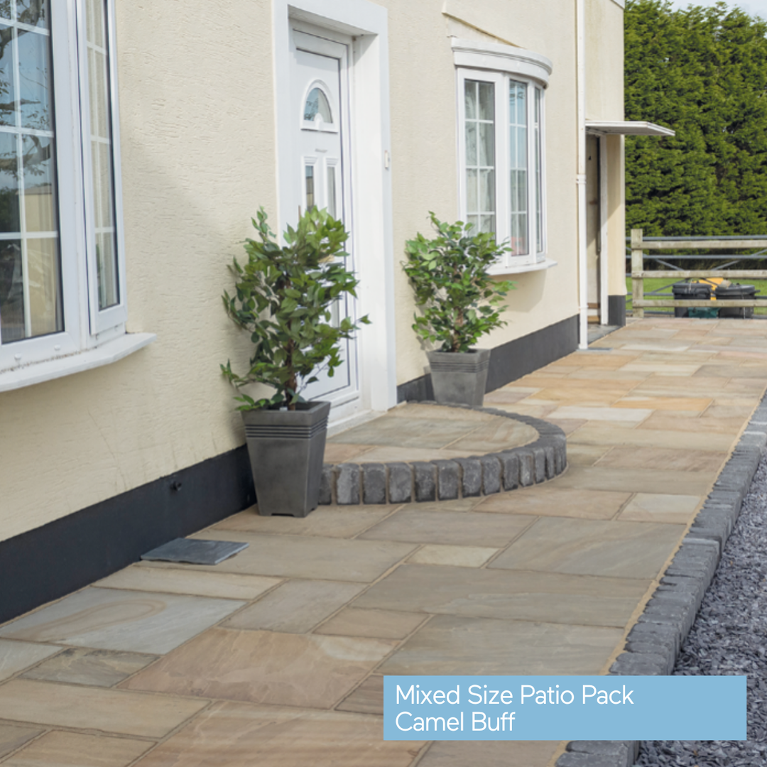 Riven Camel Buff Indian Sandstone Slabs: Patio Pack