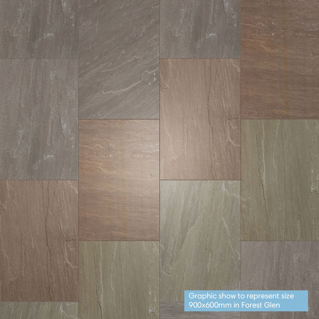 Riven Forest Glen Indian Sandstone: Patio Pack | 600 x 600 | 900 x 600 ...