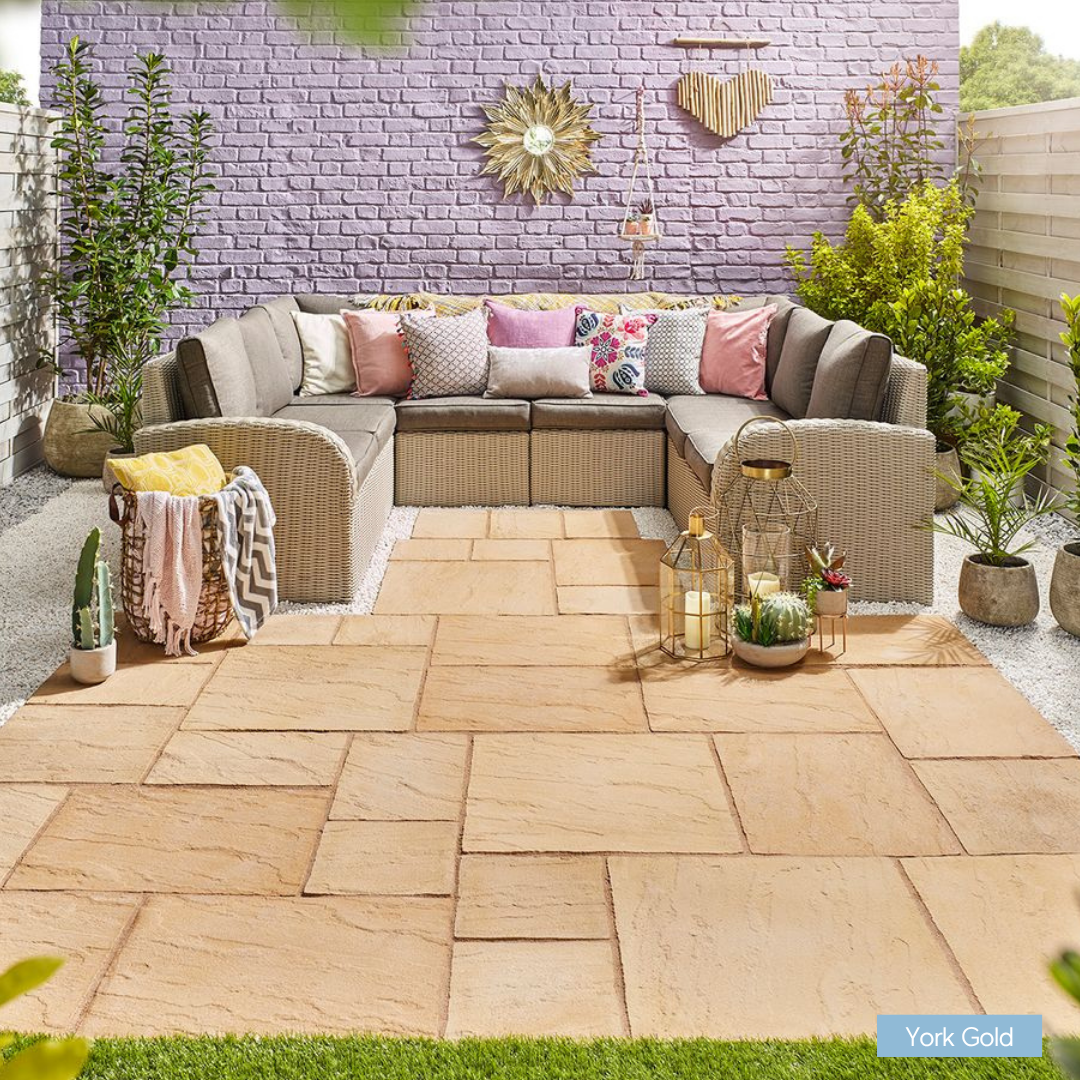 York Gold paving slabs patio with outdoor sofa seating area, decorative aggregates, garden wall and concrete garden paving; pavement slab; slab pavers; patio slabs; garden patio slabs; patio slab; slabs for garden; garden slabs; concrete slabs; cheapest paving slabs; cheap paving slabs; 600 x 600 paving slabs; concrete paving slab;
concrete pavement slabs; concrete paving slabs; garden paving slabs; 600 x 600 slabs; 450 x 450 paving slabs; concrete paving; floor tiles; buff paving
