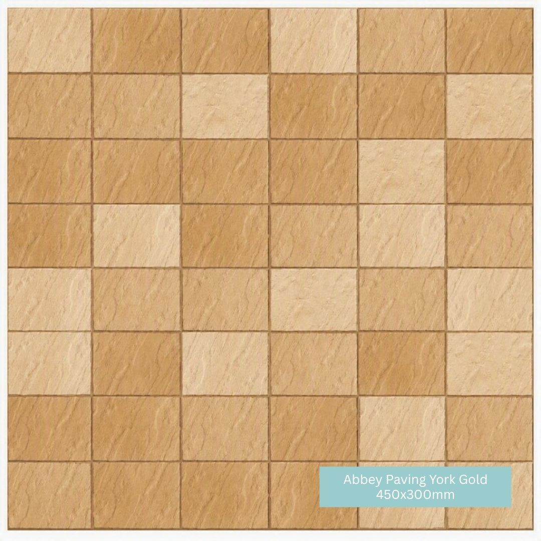 Abbey Paving Slabs York Gold | 300x300mm | 450x450mm | 450x300mm | 600x450mm | 600x600mm | Mixed Size