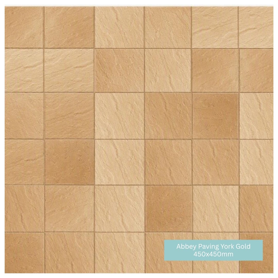 Abbey Paving Slabs York Gold | 300x300mm | 450x450mm | 450x300mm | 600x450mm | 600x600mm | Mixed Size