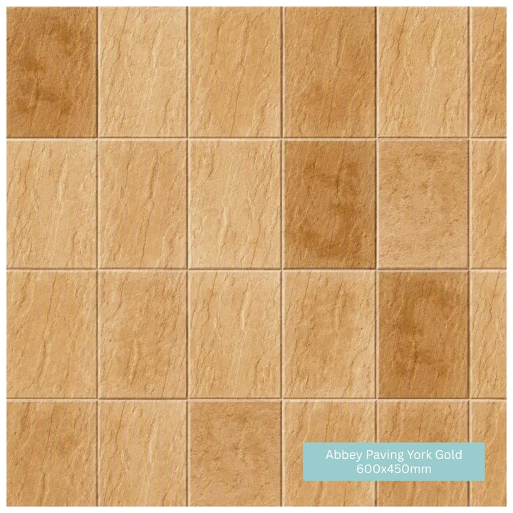 Abbey Paving Slabs York Gold | 300x300mm | 450x450mm | 450x300mm | 600x450mm | 600x600mm | Mixed Size