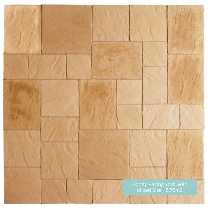 Abbey Paving Slabs York Gold | 300x300mm | 450x450mm | 450x300mm | 600x450mm | 600x600mm | Mixed Size