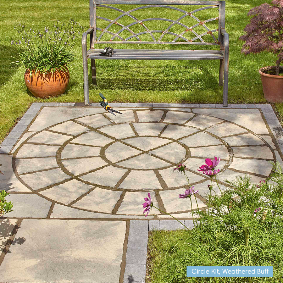  garden edging; edging borders for gardens; garden accessories and decor; paving kerbs; kerbs; paving edging, patio slabs; paving slabs for patios; garden slabs; slabs for garden; garden paving; circle kit; paving circle; circle feature; garden feature; circle slabs; corner paving; paving circle; decorative paving kit; paving circle slabs