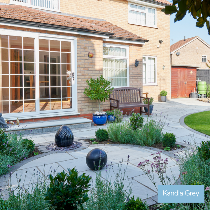 Riven Kandla Grey Indian Sandstone Slabs: Patio Pack