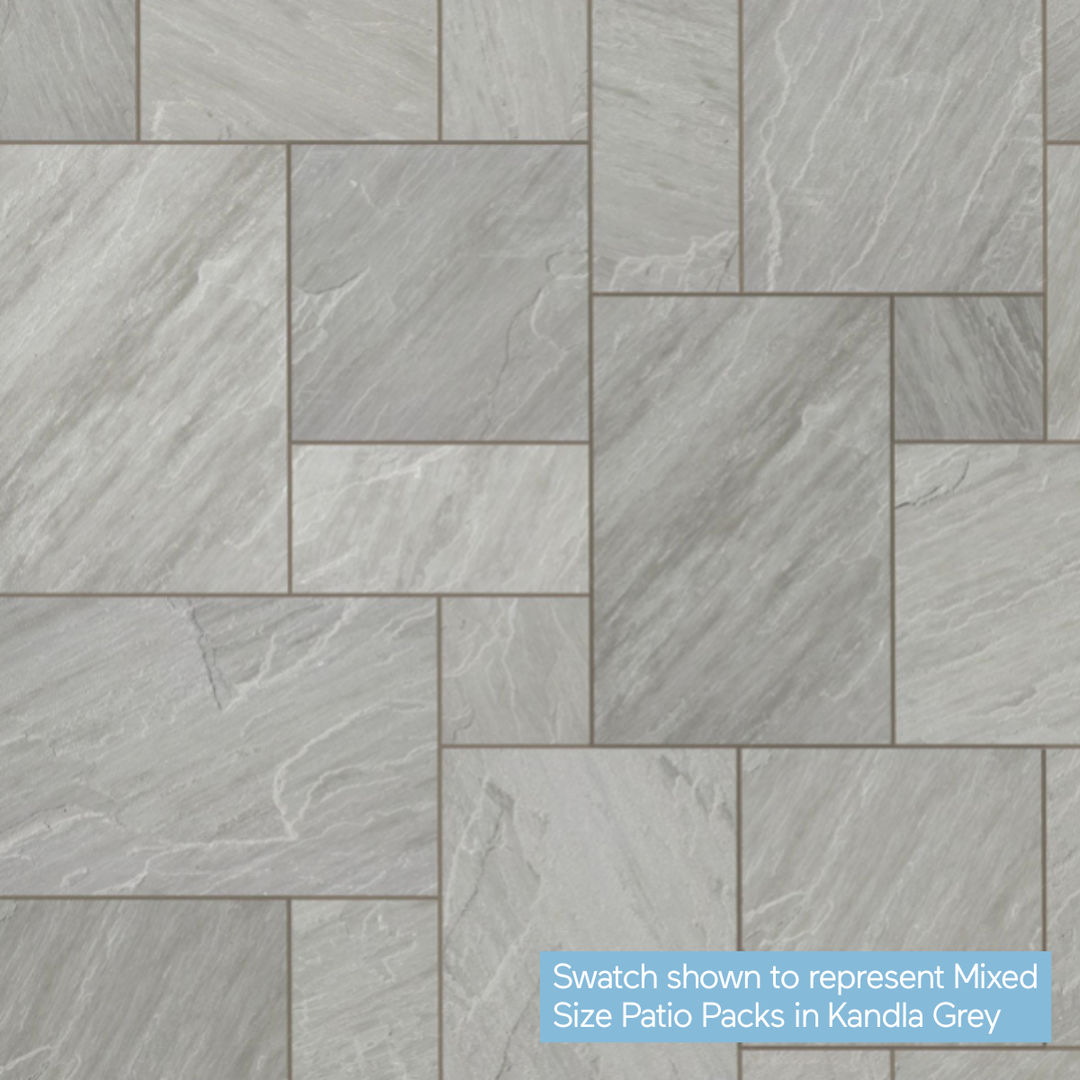 Riven Kandla Grey Indian Sandstone Slabs: Patio Pack