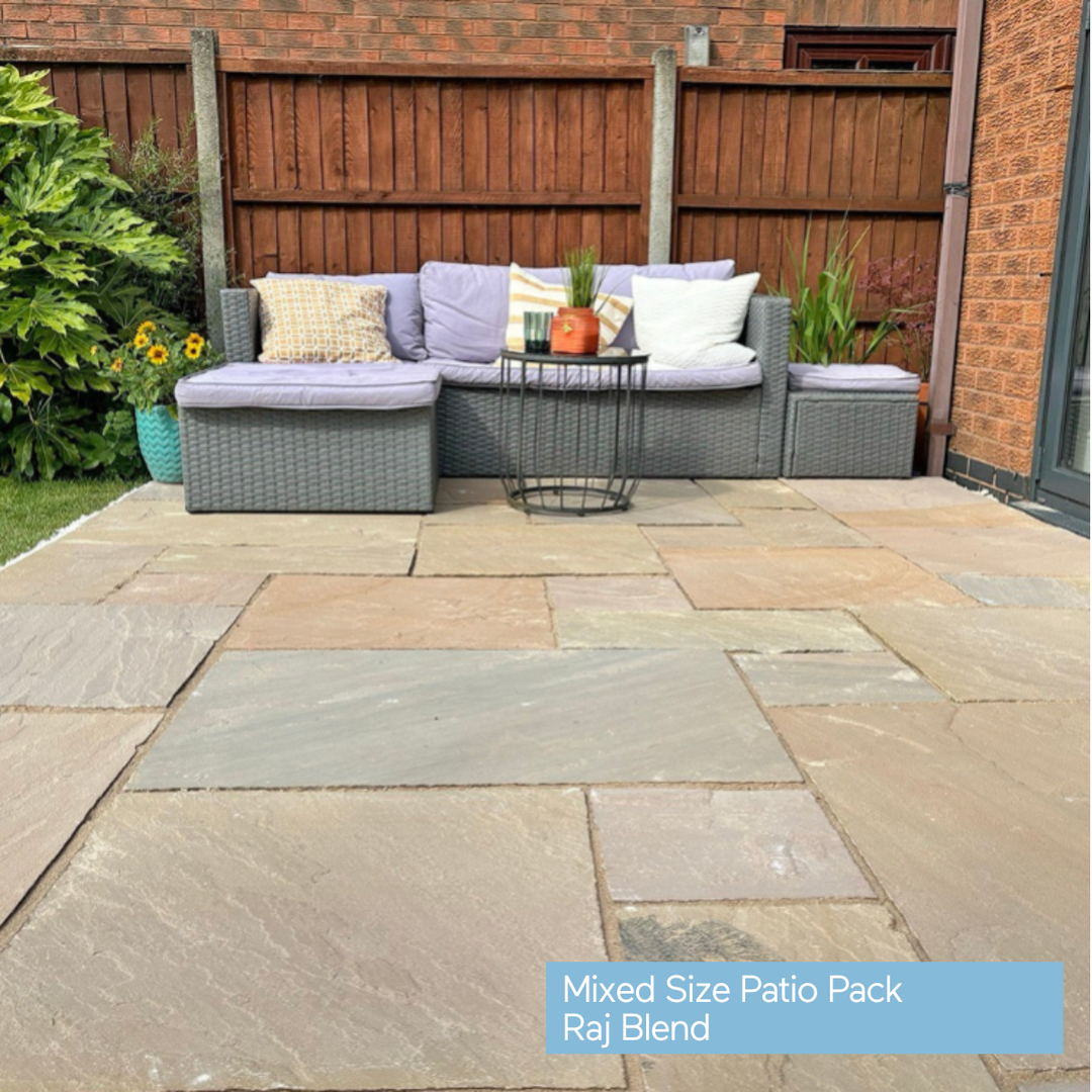 Riven Raj Blend Indian Sandstone Slabs: Patio Pack