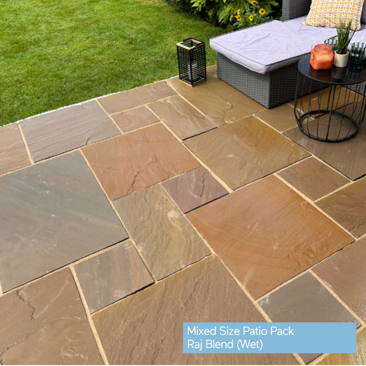 Riven Raj Blend Indian Sandstone Slabs: Patio Pack