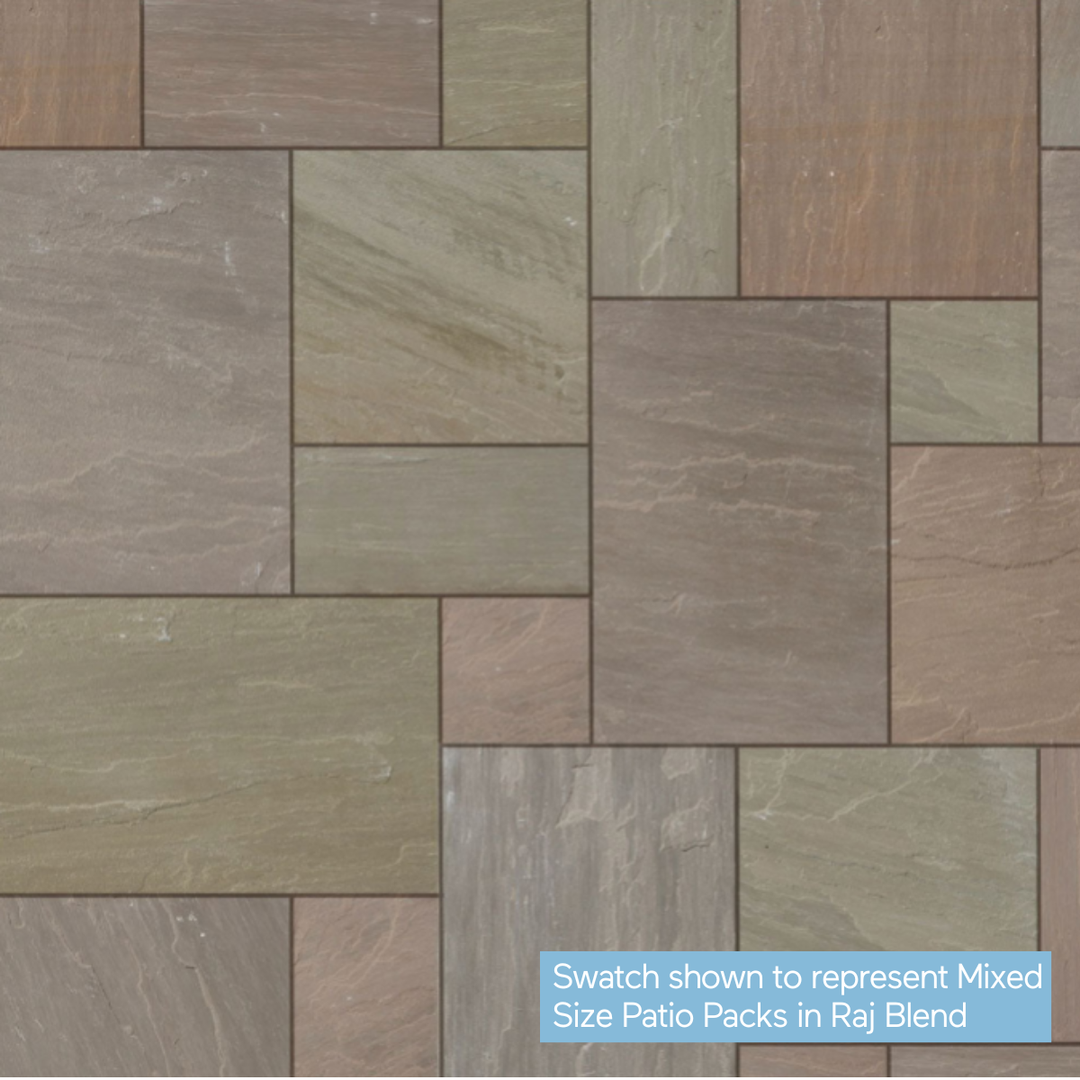 Riven Raj Blend Indian Sandstone Slabs: Patio Pack