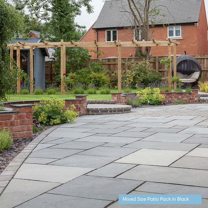 Rippled Black Limestone Paving: Patio Pack