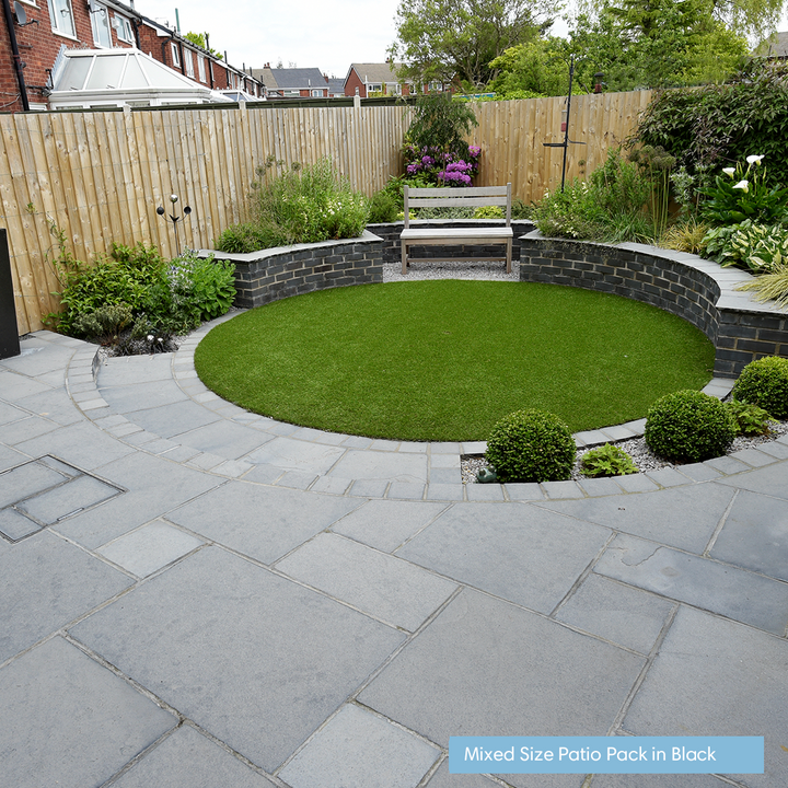 Rippled Black Limestone Paving: Patio Pack