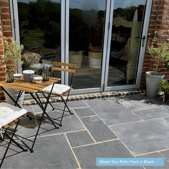 Rippled Black Limestone Paving: Patio Pack