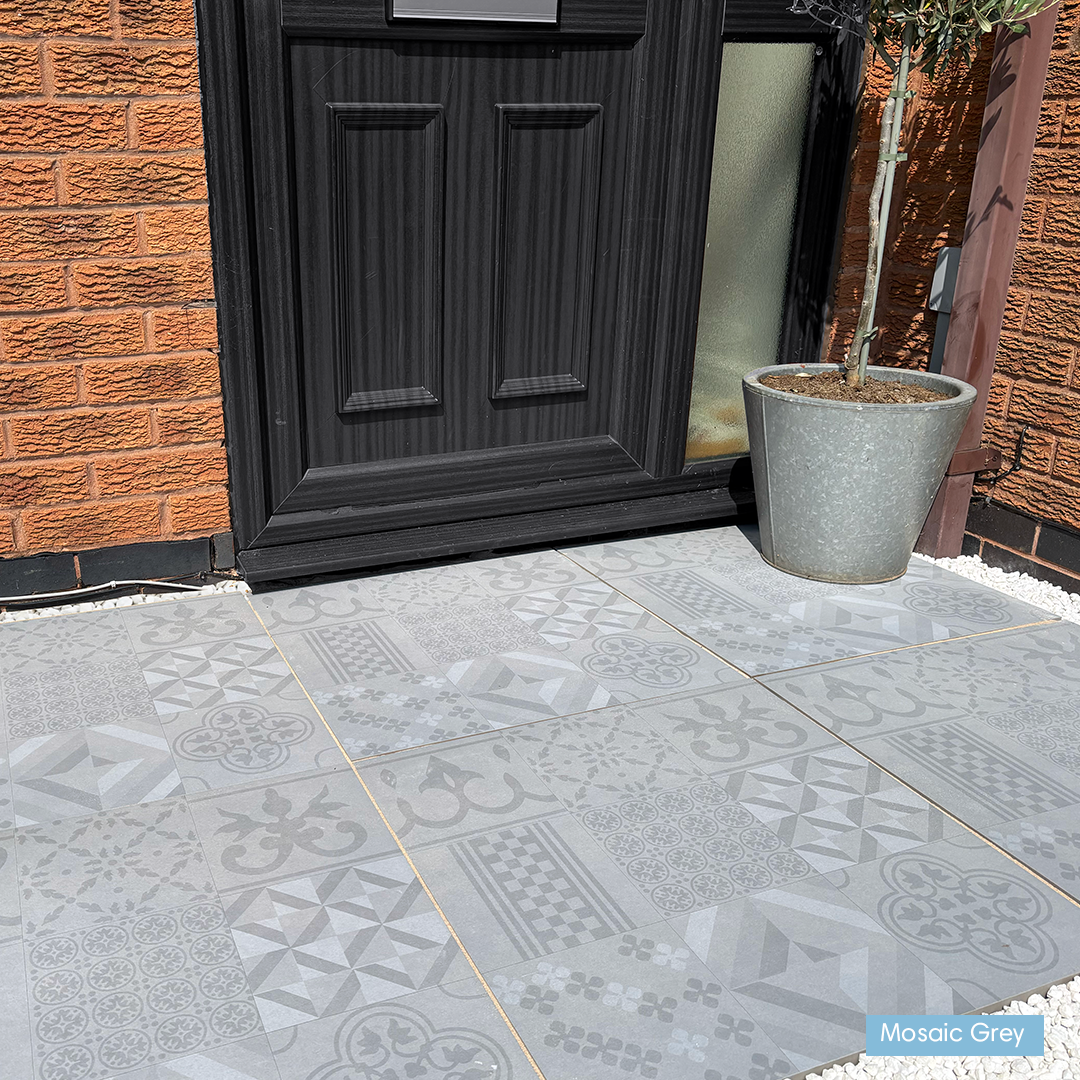 Mosaic Grey Porcelain Paving Slab | 600x600mm