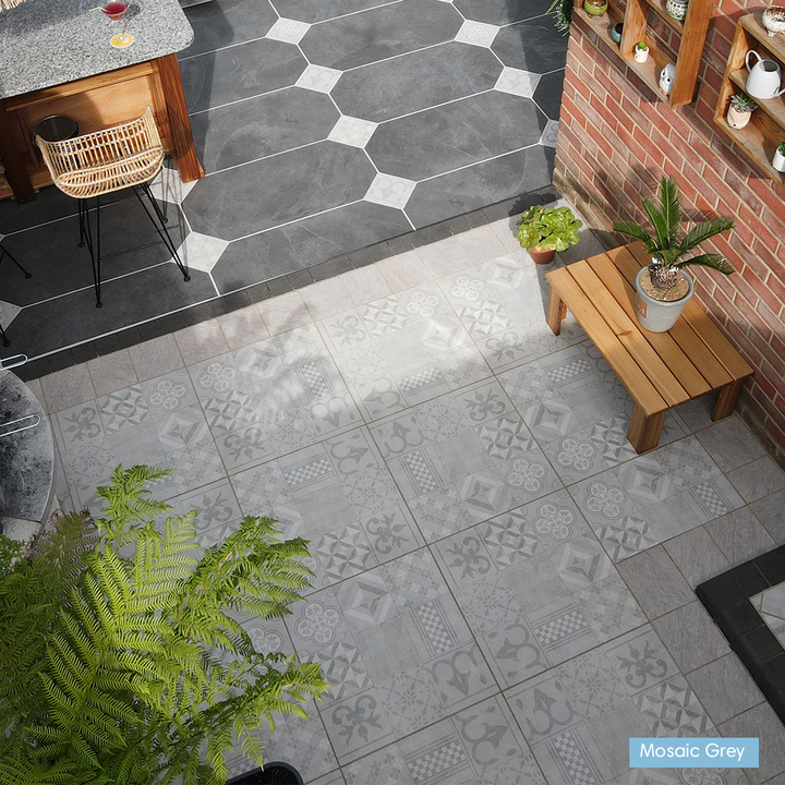 Mosaic Grey Porcelain Paving Slab | 600x600mm