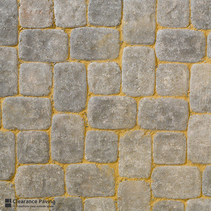 Brett Aura Stone rectangle paving blocks in Silver Fleck swatch