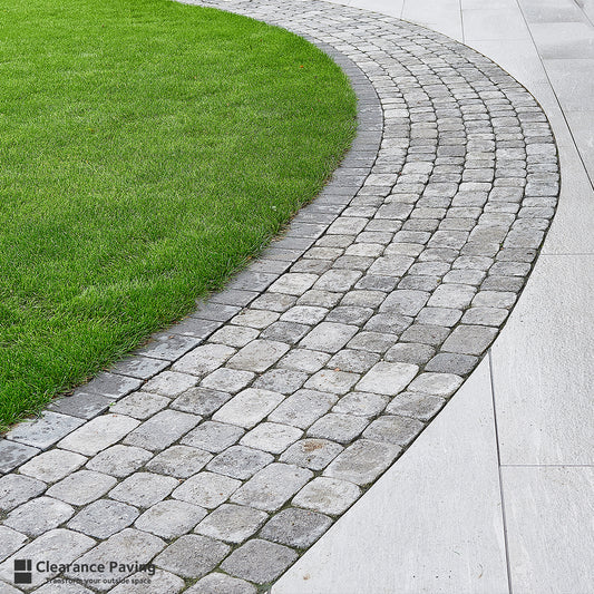 Brett Aura Square Stone block paving pathway in Silver Fleck 60mm