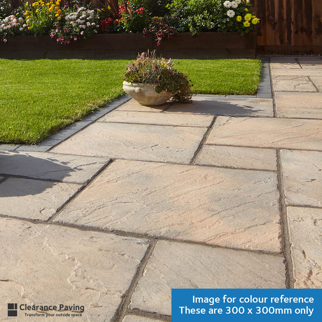 Brett Bronte patio slabs in Acorn Brown 300mm square