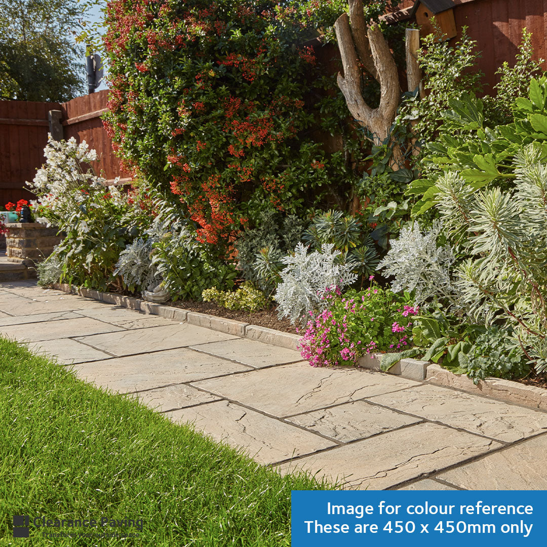 Brett Bronte garden slabs in Acorn Brown 450mm square