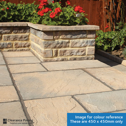 Brett Bronte patio slabs in Acorn Brown 450mm square