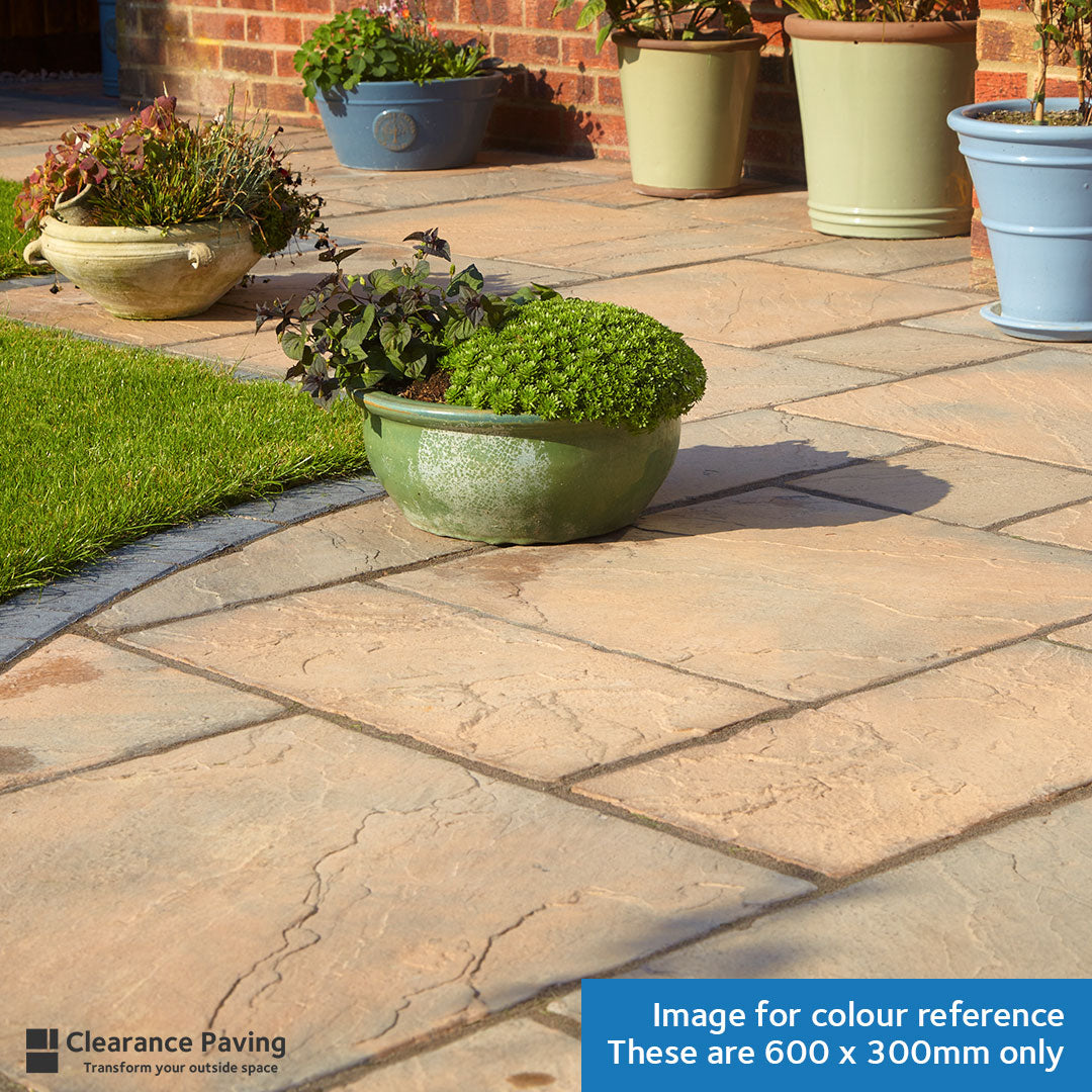 Brett Bronte paving slabs in Acorn Brown rectangular 600x300mm