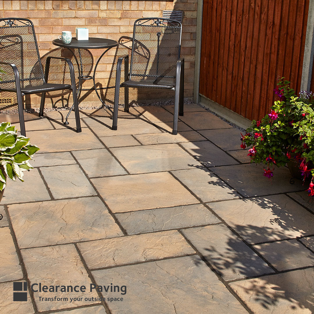 Brett Bronte patio pack garden paving in Acorn Brown