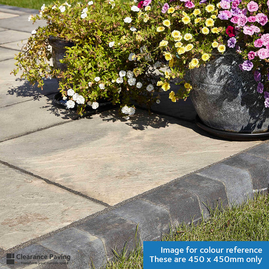 Brett Bronte Weathered Buff garden slabs 450mm square