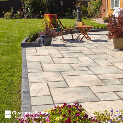 Brett Bronte rectangular garden paving in Weathered Buff 600x300mm