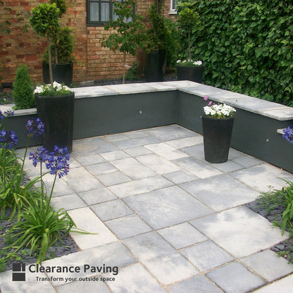 Brett Bronte patio slabs in Weathered Stone 600mm square
