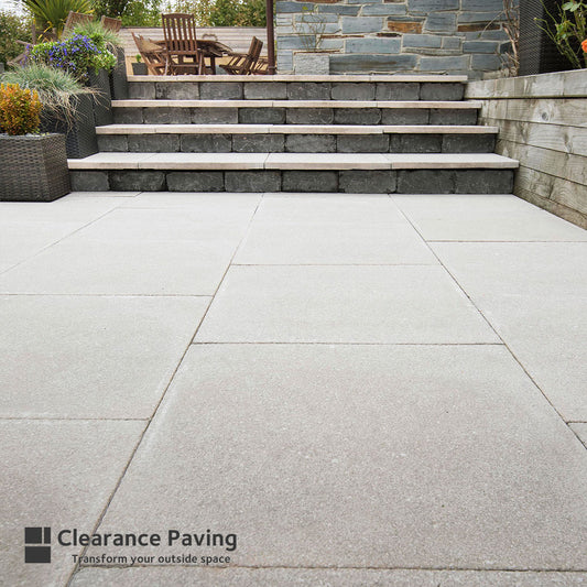 Brett Chaucer textured patio slabs in Grey 450mm square