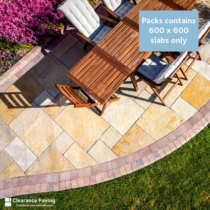 Limestone square garden paving in Honey