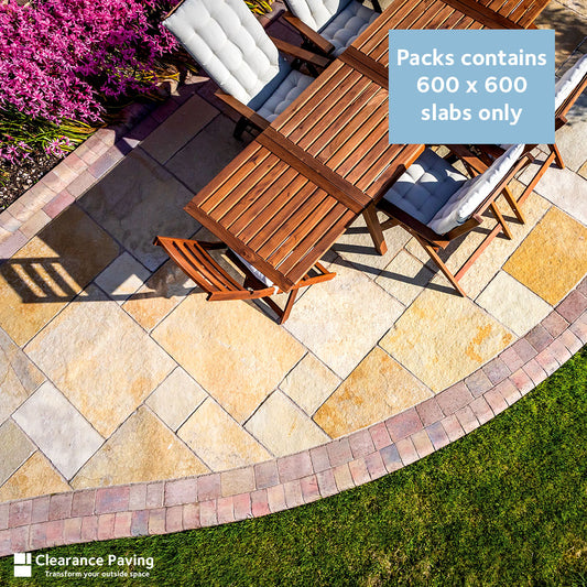 Limestone square garden paving in Honey