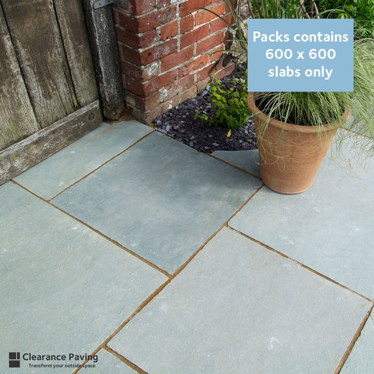 Limestone paving slabs in Ocean Spray blue grey colour square shape