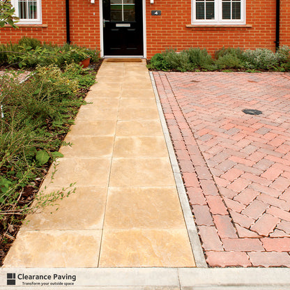Brett Quorndon buff garden slabs 450mm square